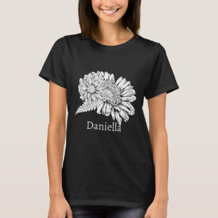 T-shirt Dessin à la ligne noire de chrysanthème avec votre