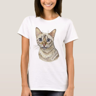 T-shirt Dessin à la main d'un chat bengal Snow drôle
