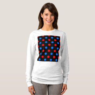 T-shirt Dessin à points noirs rouges et bleus 