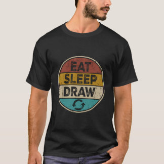 T-shirt Dessin amusant Artiste Rétro Vintage Manger Dormir