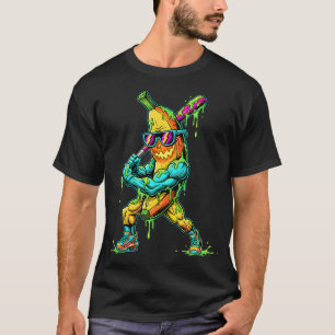 T-shirt Dessin animé de banane drôle batteur de baseball s