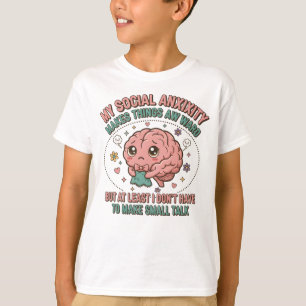 T-shirt Dessin animé de cerveau drôle et pensif
