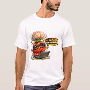 T-shirt Dessin animé de chariot à burgers avec un cerveau