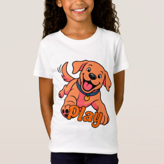 T-Shirt Dessin animé de chiot mignon et joueur avec typogr