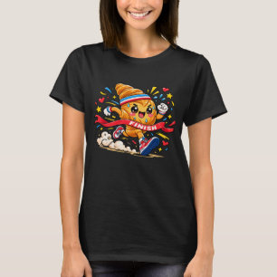 T-shirt Dessin animé de croissant coureur franchissant la