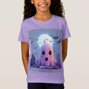T-Shirt Dessin animé de fantôme effrayant avec des chauves