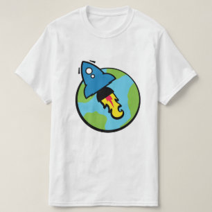 T-shirt Dessin animé de science-fiction Rocket And Planet