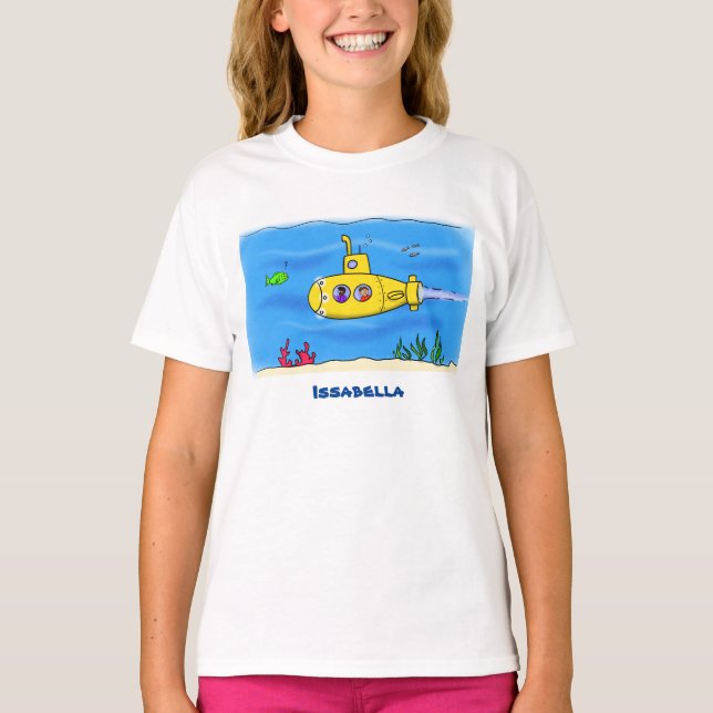 T-shirt Dessin animé de sous-marin heureux (Devant)
