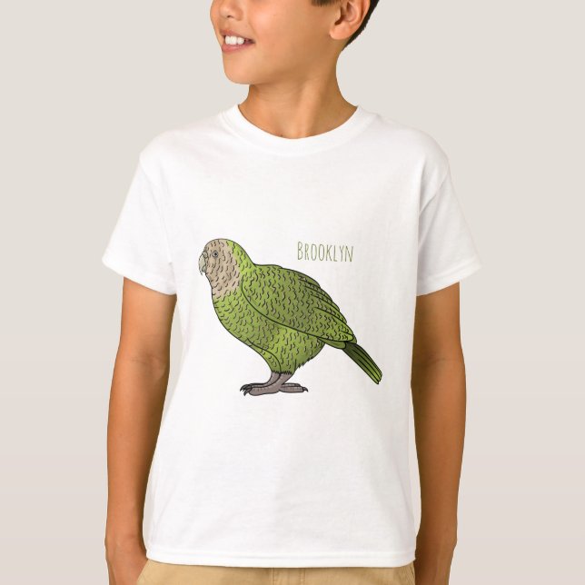 T-shirt dessin animé d'oiseaux de Kakapo (Devant)