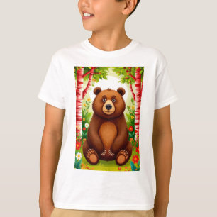 T-shirt Dessin animé d'ours brun mignon