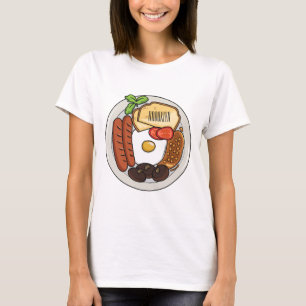T-shirt dessin animé du petit-déjeuner anglais