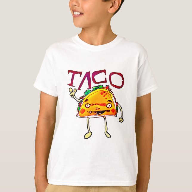 T-shirt dessin animé taco man style drôle illustration (Devant)