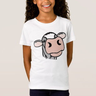 T-Shirt dessin animé vache noir blanc rose baiser gris ani