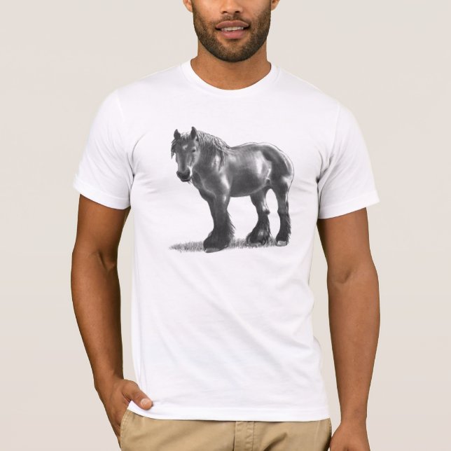T-shirt Dessin au crayon de cheval de trait (Devant)