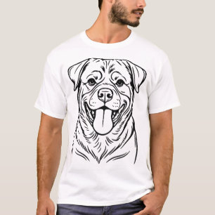 T-shirt Dessin au trait de chien Rottweiler � art minimali