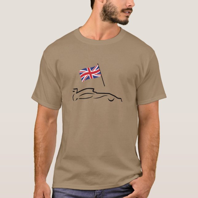 T-shirt Dessin au trait de voiture de course avec drapeau  (Devant)