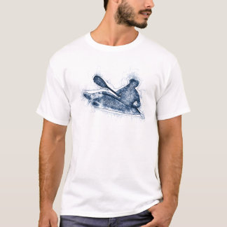 T-shirt Dessin au trait dynamique de kayakiste en eaux viv
