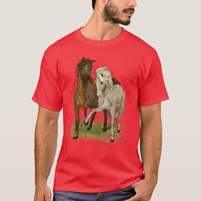 T-shirt Dessin d'amour du cheval de chevaux aimés (Devant)
