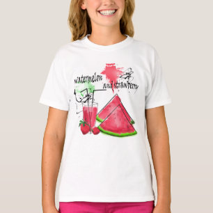 T-shirt Dessin d'aquarelle de pastèque et fraises
