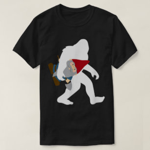 T-shirt Dessin de Bigfoot rigolo portant un gnome