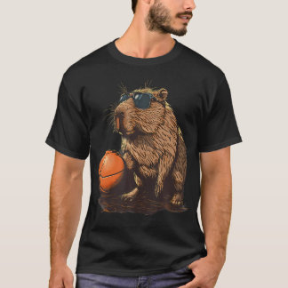 T-shirt Dessin de capybara de basketball Art animal Basket