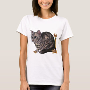 T-shirt Dessin de chat avec des jonquilles