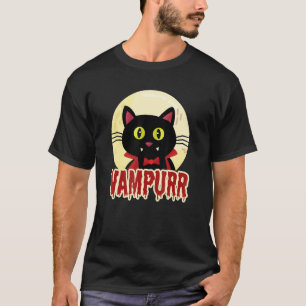 T-shirt Dessin de chat noir Vampire Vampurr drôle d'Hallow