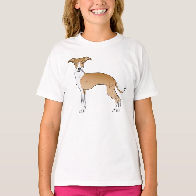 T-shirt Dessin De Chien Cute Flamand Et Blanc Italien Grey (Devant)
