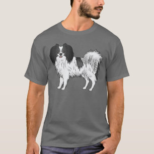T-shirt Dessin De Chien De Caricature Noir Et Blanc Phalèn