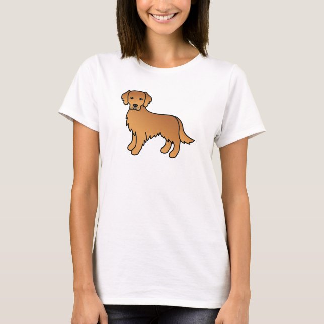 T-shirt Dessin de chien de dessin de chien rouge Golden Re (Devant)
