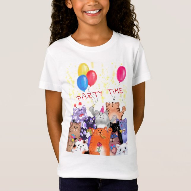 T-Shirt Dessin de fête de chats heureux - Chats amusants - (Devant)