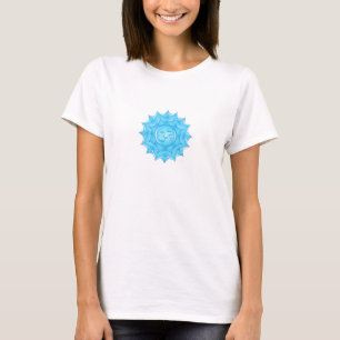 T-shirt Dessin de fleur de lotus en verre bleu avec symbol