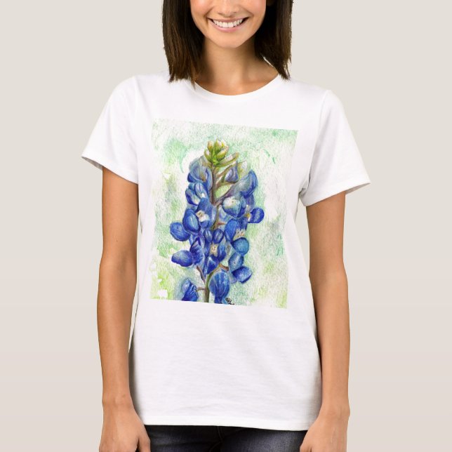 T-shirt Dessin de fleur sauvage de Bluebonnet de Texas (Devant)