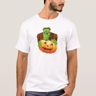 T-shirt Dessin de Frankenstein Monster avec Citrouille