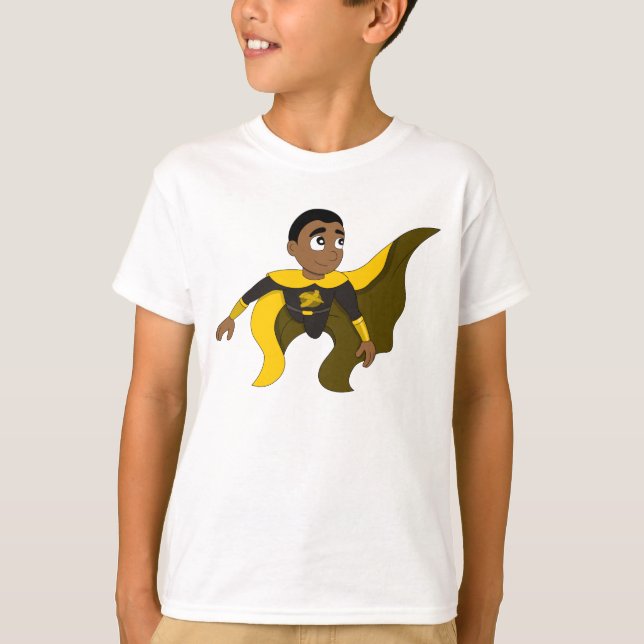 T-shirt Dessin de garçon volant du super-héros (Devant)