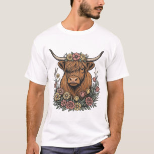 T-shirt Dessin de gravure vintage de vache des Highlands f