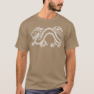 T-shirt Dessin de ligne blanche Dragon