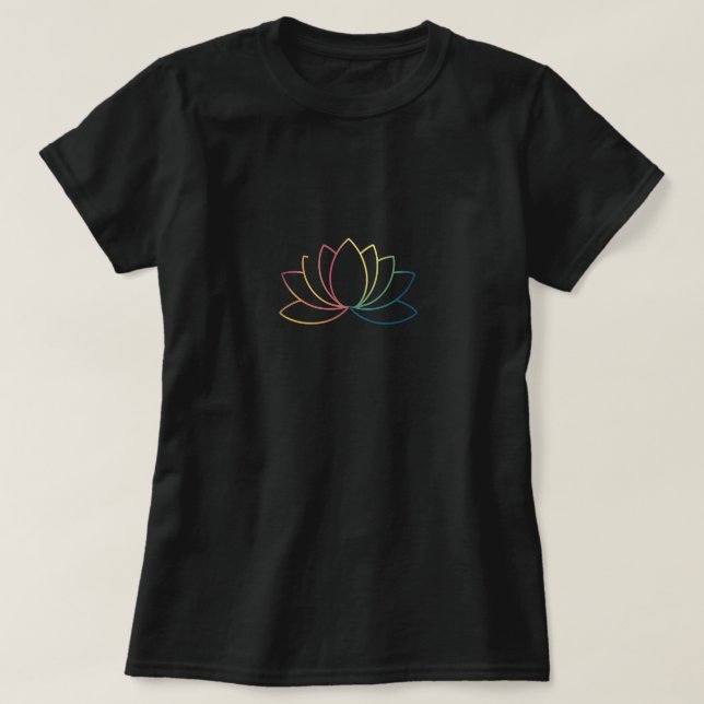 T-shirt Dessin de ligne de fleurs Lotus (Design devant)