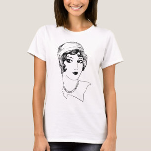 T-shirt dessin de mode de fille d'aileron des années 1920