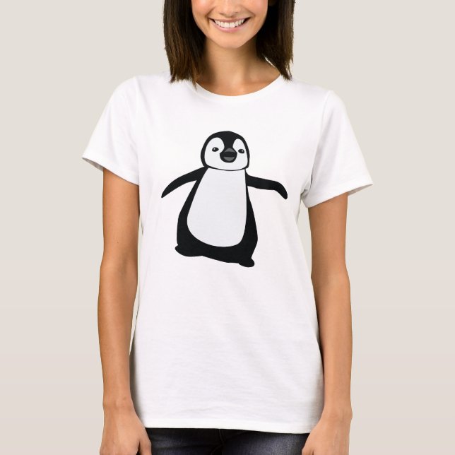 T-shirt Dessin de pingouin mignon noir et blanc (Devant)