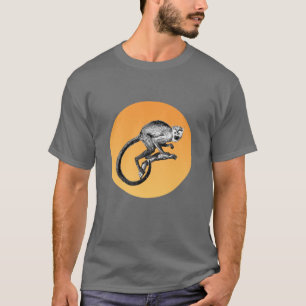 T-shirt Dessin de singe d'écureuil vintage et soleil styli