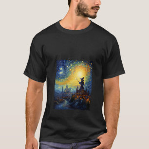 T-shirt Dessin de sorcière nuit Halloween Starry Night Van