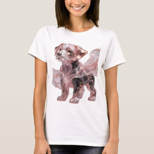 T-shirt Dessin de texte CHIEN en argent rose propre