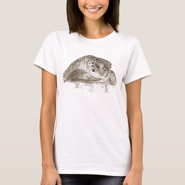 T-shirt Dessin de tortue de mer verte (Devant)