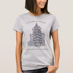 T-shirt Dessin de tour de Columbus San Francisco, CA T-s
