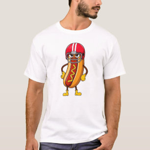 T-shirt Dessin du joueur de football de chien chaud