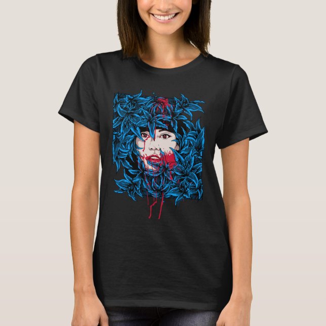 T-shirt Dessin d'une femme effrayante (Devant)
