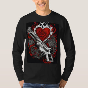 T-shirt "Dessin moderne noir et blanc d'un pistolet à taba