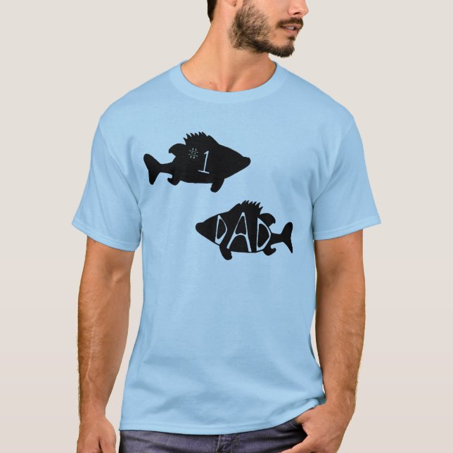T-shirt Dessin noir créatif de poisson de papa numéro un (Devant)
