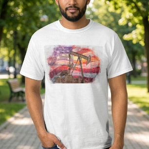 T-shirt Dessin pastel patriotique de pompe à pétrole au co